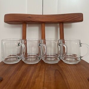 Set of 4 arcoroc france Clear Glass Mug Cup Vintage